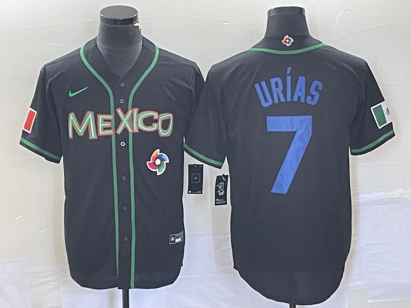 Men 2023 World Cub Mexico #7 Urias Black blue Nike MLB Jersey13->more jerseys->MLB Jersey